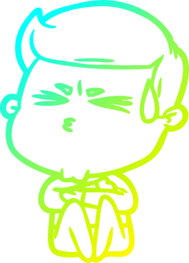 Bir insan tarafından çizilmiş terleyen bir çizgi film karakteri çizimi.