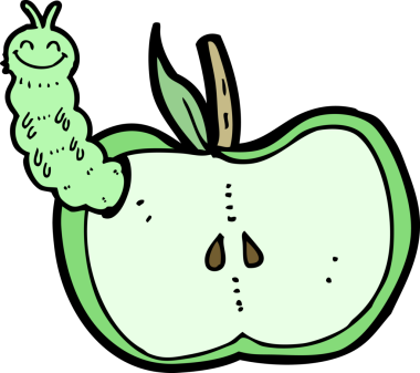 bir insan tarafından çizilmiş böcekli çizgi film elması