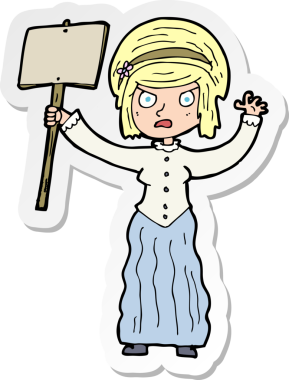 Bir insan tarafından çizilmiş bir Victoria kadınının karikatür çıkartması.