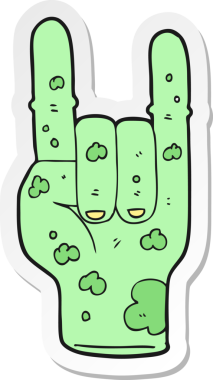 Bir insan tarafından çizilmiş korna işareti yapan bir zombi elinin çıkartması.