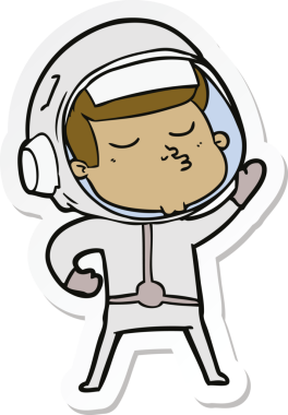 Bir insan tarafından çizilmiş kendine güvenen bir astronotun çıkartması.