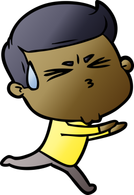 Bir insan tarafından çizilmiş terleyen çizgi film adamı.