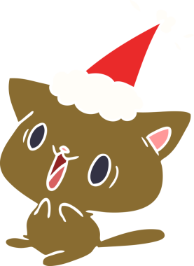 Bir insan tarafından çizilmiş kawaii kedisinin el çizimi karikatürü.