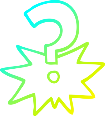 Bir insan tarafından çizilen soru işaretinin soğuk gradyan çizgisi