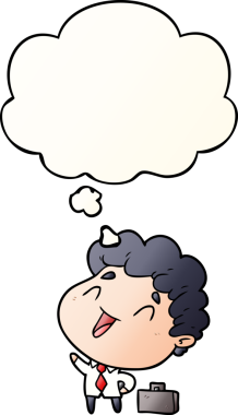 Düşünce baloncuğu olan bir karikatür işadamı bir insan tarafından çizilmiş.