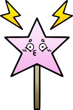 Bir insan tarafından çizilmiş sihirli değneğin gölgeli çizgi filmi.