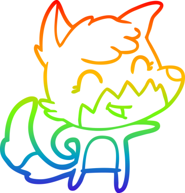 gökkuşağı gradyanı çizimi bir insan tarafından çizilmiş mutlu bir tilki çizgi filmi.