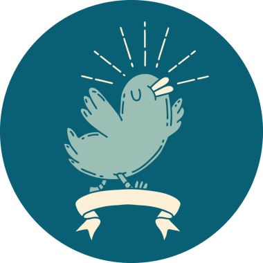 Bir insan tarafından çizilmiş dövme stili mutlu bir kuş.