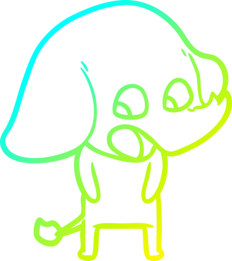 Bir insan tarafından çizilmiş şirin bir filin soğuk gradyan çizgisi