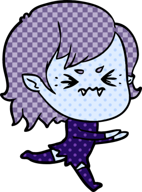 Bir insan tarafından çizilmiş kızgın vampir kız.