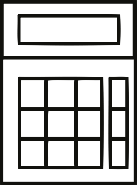 Bir insan tarafından çizilmiş bir okul hesap makinesinin çizgi çizimi