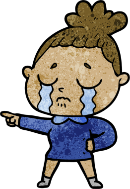 Bir insan tarafından çizilmiş ağlayan kadın çizgi filmi.