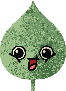 Bir insan tarafından çizilmiş dışavurumsal yaprağın retro çizim tarzı karikatürü