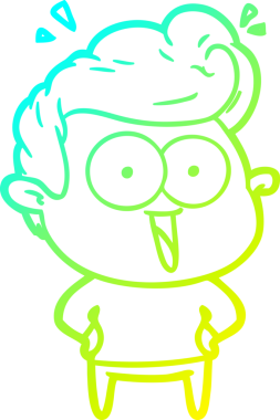 Bir insan tarafından çizilmiş, heyecanlı bir çizgi film çizimi.