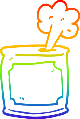 Gökkuşağı gradyan çizgi çizimi bir insan tarafından çizilen yiyecek kutusunun çizimi