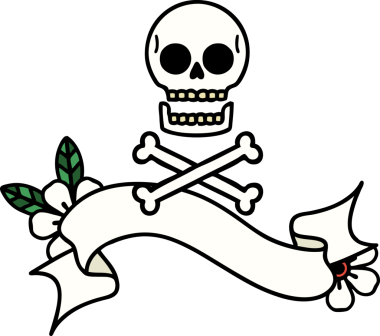 Bir insan tarafından çizilmiş çapraz kemikli geleneksel dövme.