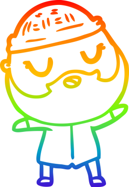 Bir insan tarafından çizilmiş sakallı bir karikatür çizimi.