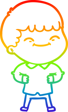 gökkuşağı gradyan çizgi çizimi bir insan tarafından çizilmiş mutlu bir çocuk