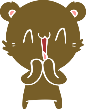 Mutlu ayı düz renkli çizgi film bir insan tarafından çizildi.