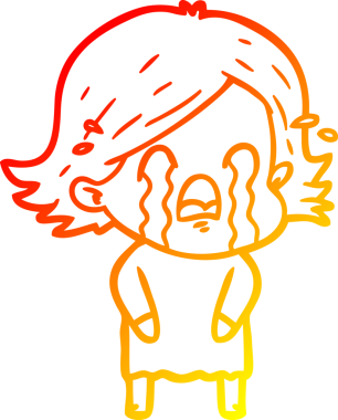 Bir insan tarafından çizilmiş, ağlayan bir çizgi kadın çizimi.