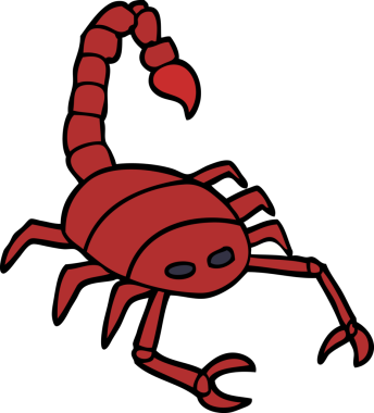 Bir insan tarafından çizilmiş bir akrebin karalaması.