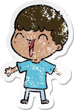 Bir insan tarafından çizilmiş mutlu bir adamın sıkıntılı çıkartması.