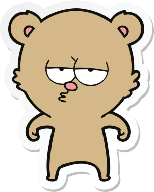 Bir insan tarafından çizilmiş sıkılmış bir ayı çizgi filminin çıkartması.