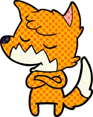 Bir insan tarafından çizilmiş dost canlısı çizgi film tilkisi