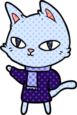 Bir insan tarafından çizilmiş çizgi film kedisi.