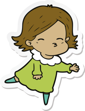 Bir insan tarafından çizilmiş bir karikatür kadının çıkartması.