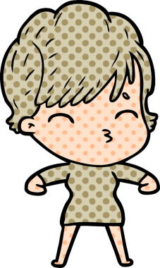 Bir insan tarafından çizilmiş bir çizgi film kadını.