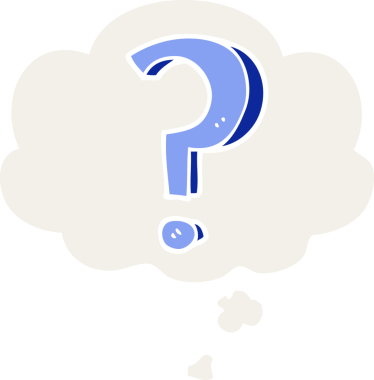 bir insan tarafından çizilmiş düşünce baloncuğu ile çizgi film soru işareti