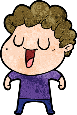 Bir insan tarafından çizilmiş gülen karikatür adam.