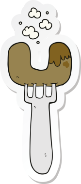 Bir insan tarafından çizilmiş sosis üzerine çizgi film etiketi.