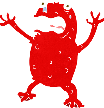 Bir insan tarafından çizilmiş zehirli bir kurbağa.