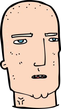 Bir insan tarafından çizilmiş kel, sert adam.