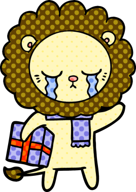 Bir insan tarafından çizilmiş ağlayan çizgi film aslanı.