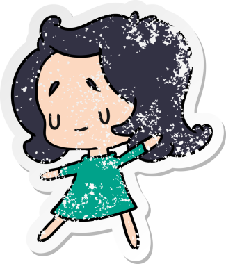 Bir insan tarafından çizilmiş sevimli bir kawai kızının sıkıntılı karikatür çizimi