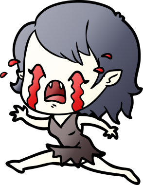 Bir insan tarafından çizilmiş ağlayan vampir kız çizgi filmi.