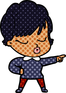 Bir insan tarafından çizilmiş gözleri kapalı çizgi film kadını.