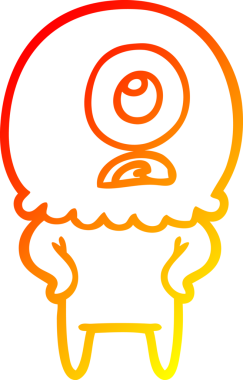 Bir insan tarafından çizilmiş sıcak çizgi çizgi çizimi Kiklops uzaylı uzay adamı