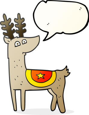 Bir insan tarafından çizilmiş serbest konuşma balonu karikatürü ren geyiği