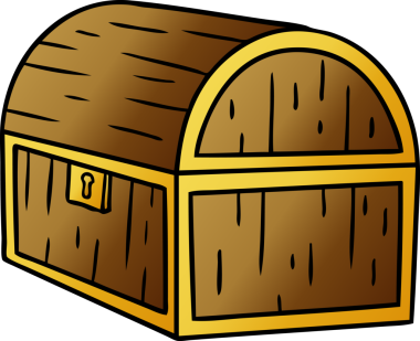 Bir insan tarafından çizilmiş hazine sandığının gradyan karikatürü.