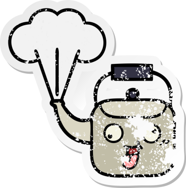 Bir insan tarafından çizilmiş dumanı tüten tatlı bir karikatür çıkartması.