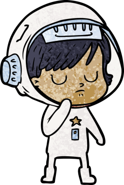 Bir insan tarafından çizilmiş astronot kadın.