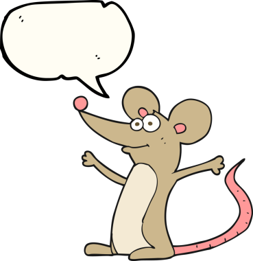 Bir insan tarafından çizilmiş serbest konuşma balonu çizgi film faresi