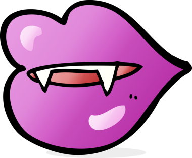 Bir insan tarafından çizilmiş vampir dişleri.