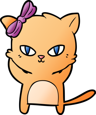 Bir insan tarafından çizilmiş sevimli çizgi film kedisi.