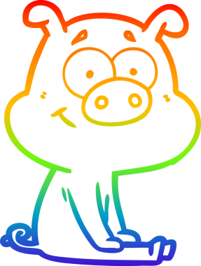 Gökkuşağı gradyan çizimi mutlu çizgi film domuz bir insan tarafından çizilmiş