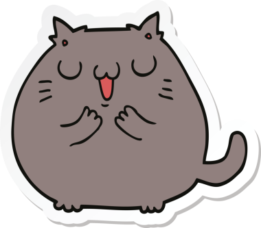 Bir insan tarafından çizilmiş mutlu çizgi film kedisinin çıkartması.